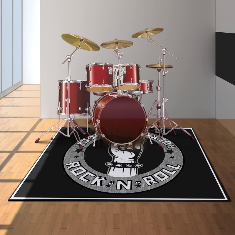 PRIHALF Drum Rug, Drum Set Carpet,Bedroom Living Room Decor,Soundproof Rug Pads Drum Accessories for Drum Set,Non-Slip Carpet,Great Gift for Drummers,100% Polyester(D,5.2 * 6.5(160 * 200cm) ft) - Image 4